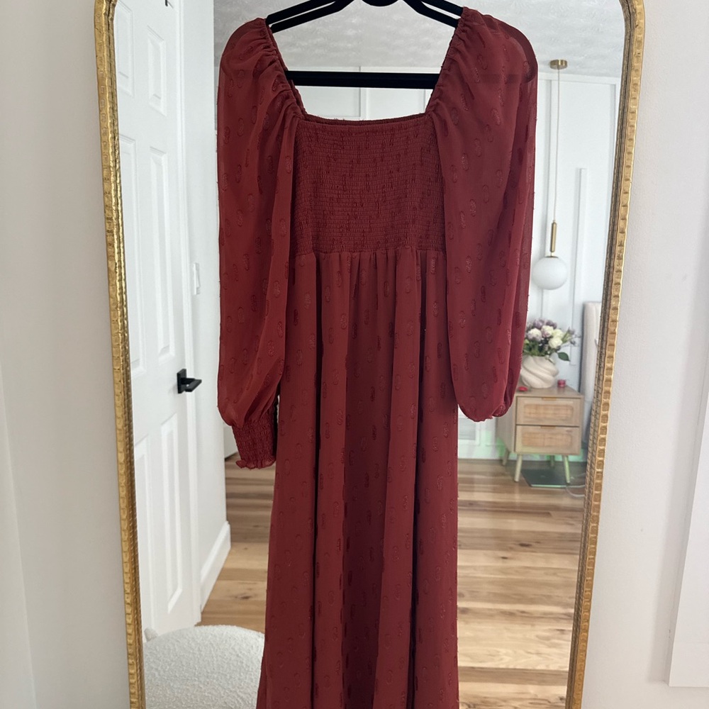 Elegant Rust Red Women's Dress